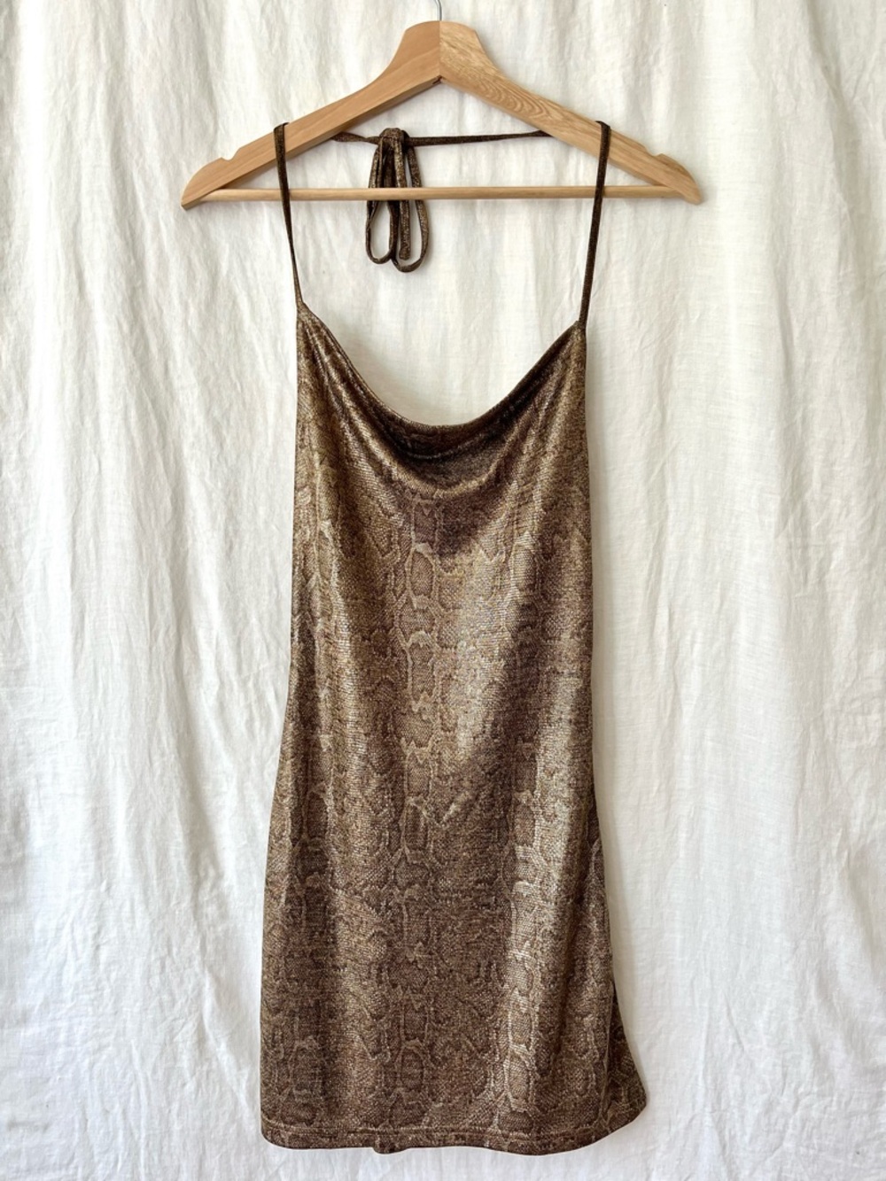 superdown Brown Snake-Print Mini Dress